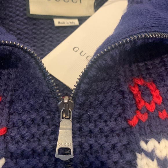 ⭐️⭐️⭐️SOLD ⭐️⭐️⭐️Gucci - Relaxed Intarsia Wool Zip-Up Cardigan - Picture 6 of 17